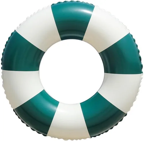 Miniatura 20 de Flotadores inflables de piscina para adultos, paquete de 2 flotadores a rayas, tubos de piscina, anillos de natación con asas, flotador inflable