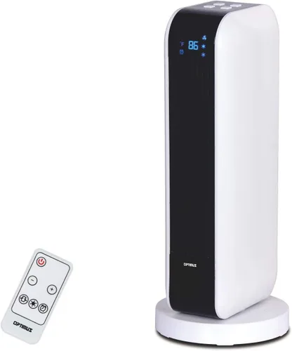 Optimus H-7319 Calentador de torre oscilante de 17" con control remoto, lectura de temperatura Digi y ajuste Calentador de torre oscilante de 17"