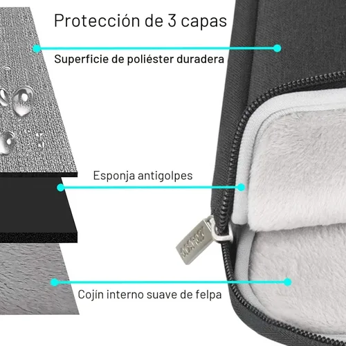 Miniatura 3 de MOSISO Funda vertical de poliéster con bolsillo para laptop de 15, 15.6 y 16 pulgadas, para computadora MacBook Pro 16 M4, M3, M2 y M1, HP, Acer