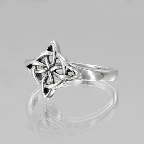 Miniatura 5 de Anillo de plata esterlina con nudo de brujas Wiccan cuaternario celta (tallas 4-15)
