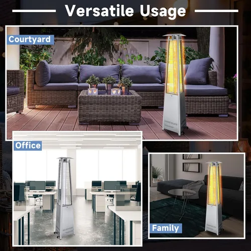Miniatura 4 de VIHOSE 1 pieza de repuesto para calentador de patio, tubo de vidrio de cuarzo de 49.5 x 4 pulgadas con anillo de conexión de silicona, repuesto