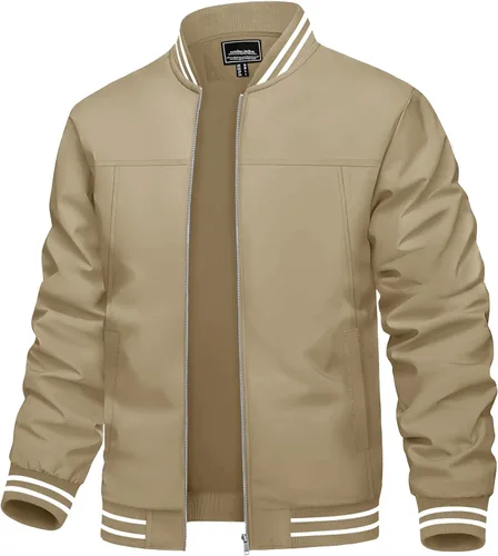 Miniatura 15 de TACVASEN Chaqueta ligera para hombre, casual, primavera, otoño, cortavientos, bombardero, con cremallera, abrigo con bolsillo