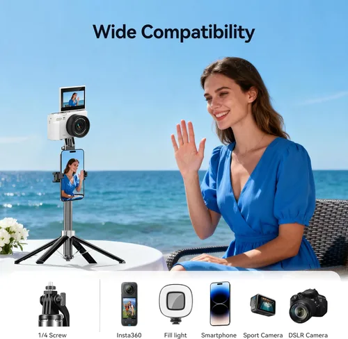 Miniatura 4 de Trípode magnético para teléfono de 54 pulgadas, trípode para selfie stick para iPhone Android MagSafe y cámara con control remoto recargable