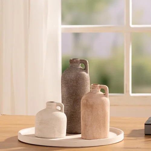 Miniatura 7 de Jarrón de cerámica para decoración de mesa del hogar - Juego de 3 jarrones de flores para decoración de sala de estar, cocina, decoración de granja