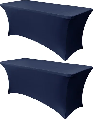 Miniatura 33 de Obstal Funda de mesa de elastano elástica de 4 pies para mesas plegables estándar, paquete de 2 manteles rectangulares universales ajustables