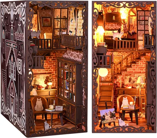 Tzgsonp Kit de bricolaje para rincón de libros, kit de construcción de modelo de castillo secreto, casa de muñecas para estantería, callejón de