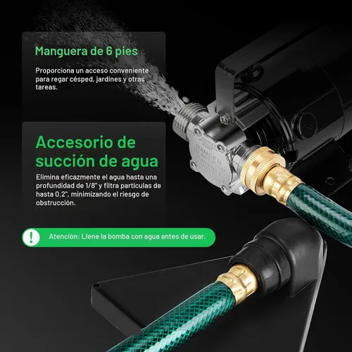Miniatura 4 de VIVOSUN Bomba de transferencia de agua de 115 V, bomba portátil de 1/10 HP 330 GPH con kit de manguera de agua, ideal para eliminar agua