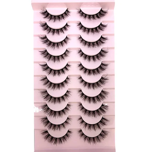 Miniatura 12 de 10 pares de pestañas postizas de visón 3D, hechas a mano, pestañas largas y finas, pestañas naturales para maquillaje de ojos (3-6)