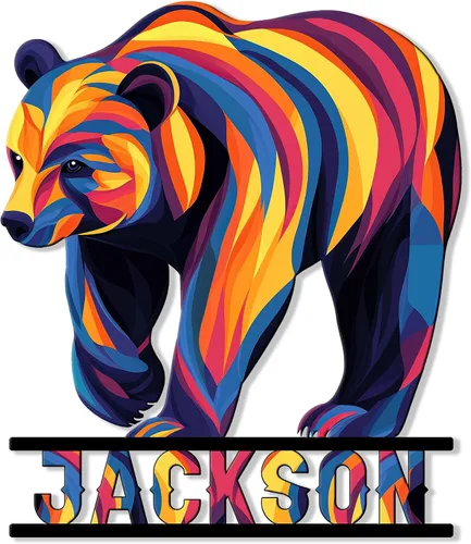 Miniatura 6 de Letrero personalizado de metal con diseño de oso, cartel colgante de oso para porche al aire libre, valla de pared con nombre personalizado, patio