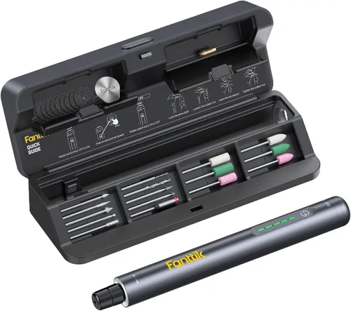 Fanttik F2 Master Kit Mini herramienta giratoria inalámbrica, 5 velocidades, bolígrafo de grabado de 25000 RPM, 28 accesorios para acabado impreso