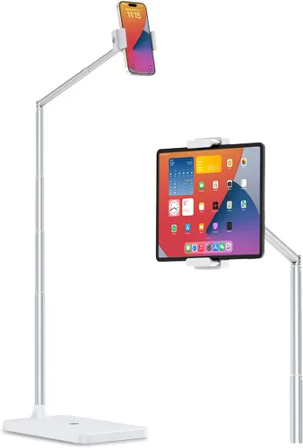 Viozon Soporte de piso para tableta, soporte ajustable en altura y ángulo para tablet con tubo de brazo de aleación de aluminio, rotación de 360°