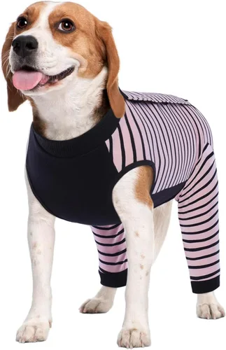 Miniatura 34 de Kuoser Traje de Cirugía para Perro Hembra Esterilización Macho Castración, Manga de Pierna de Perro para Dejar de Lamer Enterizo Suave para Perro