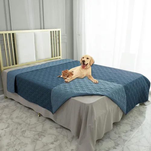 Miniatura 76 de Ameritex Funda Impermeable para Cama de Perro Manta para Mascotas para Muebles Cama Sillón Sofá Reversible Azul marino+azul piedra