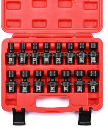 Miniatura 2 de MIXPOWER juego de 15 piezas de enchufes de impacto universales de 3/8" de profundidad, 6 puntos, métrico, 8-22mm, CR-MO, enchufe giratorio