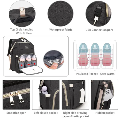 Miniatura 2 de Mochila para pañales para bebé con cambiador, regalos de ducha de búsqueda de lista de regalos de bebé, bolsas de bebé para niño y niña, regalos