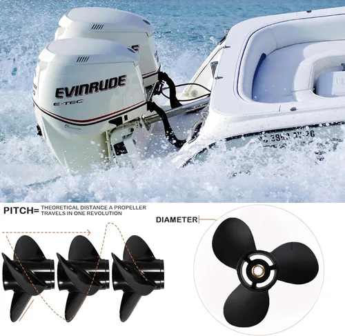 Miniatura 6 de OEM Upgrade Aluminum Boat Propeller Fit BRP Johnson Evinrude OMC Stern Drive 15-35 HP OEM#765049 763486 765050 778863 20 25 30 35 HP 14 Spline Tooth