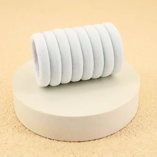 Miniatura 3 de Paquete de 100 ligas para el cabello sin costuras para mujeres y niñas, soportes para cola de caballo para cabello grueso (blanco)