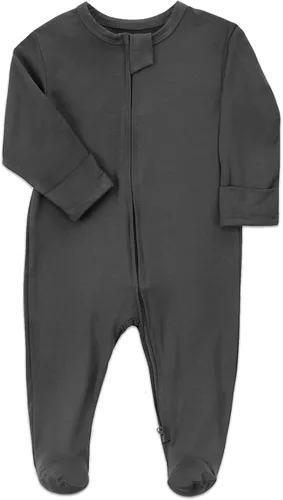 Miniatura 3 de Aablexema Baby Zipper Pajamas Bamboo Rayon, 3pcs Unisex Infant Onesie with Mitten Long Sleeve Footed Pjs