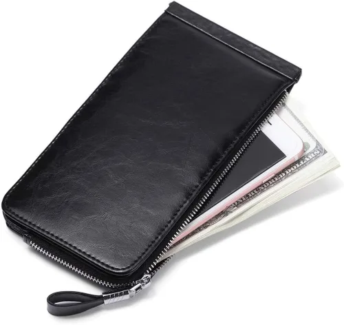 Miniatura 6 de Huztencor cartera de cuero con bolsillo para tarjeta de crédito bloqueo RFID, billetera, funda para tarjetas para mujer