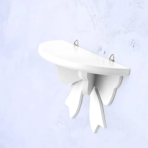 Miniatura 7 de DOITOOL Estante flotante de madera montado en la pared, estante de almacenamiento de semicírculo de mariposa de estilo nórdico para pared, estantes