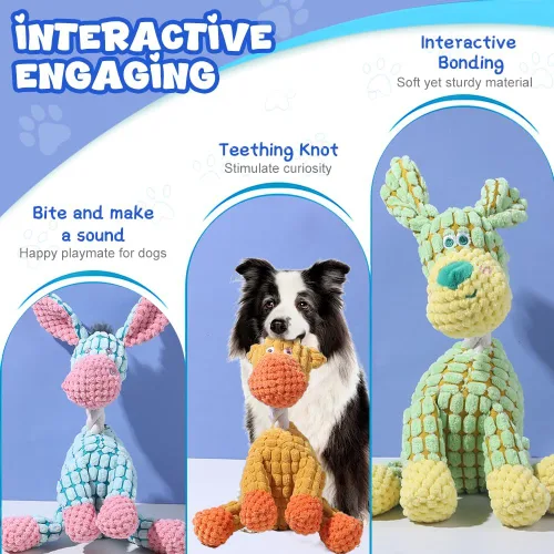 Miniatura 3 de Juguetes para perros, juguete de peluche indestructible, juguetes para perros para masticadores agresivos, juguete chirriante para masticar perros