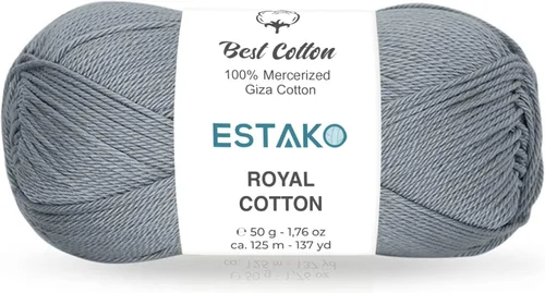 Miniatura 29 de Estako Algodón Royal, 100% hilo de algodón giza mercerizado, suave, súper fino 1 para ganchillo y tejer, 1.76 onzas (50g) / 137 yardas (125m)