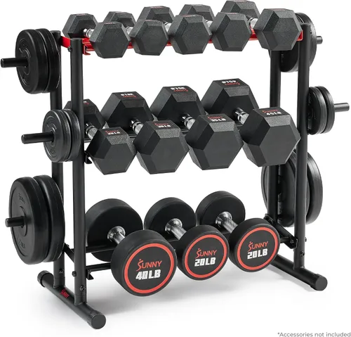 Miniatura 2 de Sunny Health & Fitness Multi-Weight Storage Rack Stand for Dumbbells, Kettlebells, Olympic Weight Plates, Barbell, Medicine Ball
