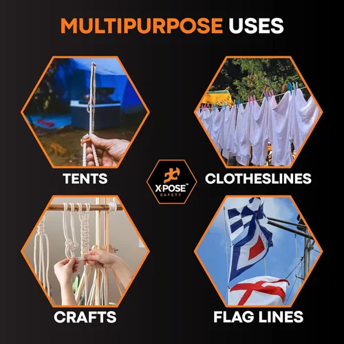 Miniatura 2 de Tendedero de plástico – Línea de ropa de plástico de 100 pies – Blanco resistente a la intemperie al aire libre – Cable sintético para colgar