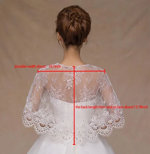 Miniatura 5 de Vivivalue Chales de encaje para boda, chales robados Boleros Capelet Rhinestone Novia