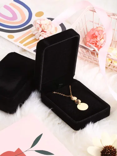 Miniatura 3 de Caja de regalo con colgante de terciopelo para collar de joyería clásica negra para Navidad, Acción de Gracias, boda, cumpleaños, caja de exhibición