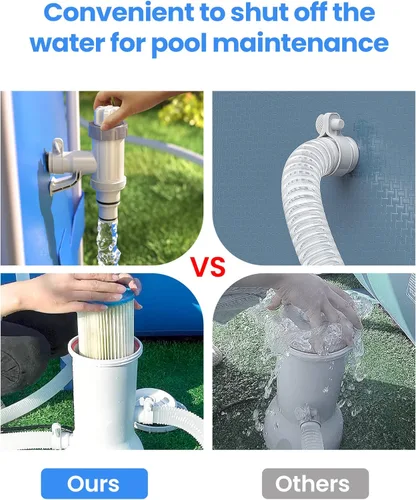 Miniatura 5 de VOEER - Piezas de repuesto para piscina con soporte de tubo de piscina y válvula de émbolo para piscina sobre el suelo, adaptador de manguera