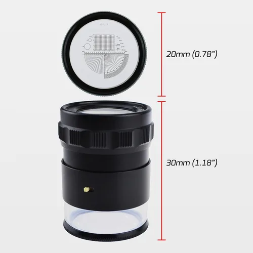 Miniatura 4 de Jewelers Loupe - Lupa de aumento 10X con 8 luces LED y 4 lentes de escala de vidrio, lupa de joyería de 0.98 pulgadas (0.197 in) campo de visión