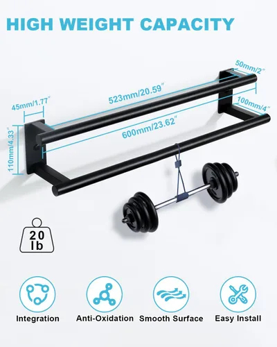 Miniatura 3 de Alise Toallero doble para baño, soporte para toallas de pared de 24 pulgadas, toalleros para baño, colgador de toallas de acero inoxidable SUS304