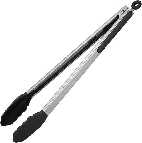 Pinzas de cocina resistentes al calor de 600ºF: U-Taste Pinzas de cocina de silicona extra largas de 16 pulgadas con puntas de goma antiadherentes