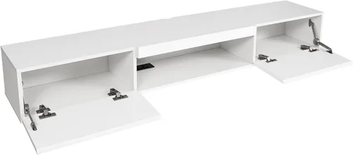 Miniatura 5 de Vibe & Dine Soporte de TV LED con diseño de patrón en espiral, soporte de TV flotante de 63 pulgadas con luces RGB, centro de entretenimiento