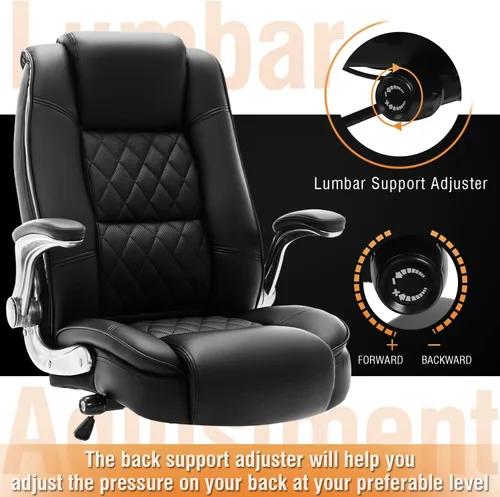Miniatura 4 de Silla de Oficina de Respaldo Alto - Brazos Abatibles Ajustables Soporte Lumbar Integrado, Silla de Escritorio de Computadora Ejecutiva Sillas