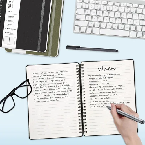 Miniatura 3 de Cuaderno de diario forrado en espiral, cuaderno A4 de cuero de tapa dura para el trabajo, 8.5 x 11 pulgadas, cuadernos de papel grueso de 100 GSM