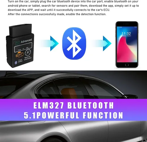 Miniatura 4 de Dickno Escáner Bluetooth OBD2 para automóvil, lector de código inalámbrico y herramientas de escaneo de diagnóstico de motor de verificación