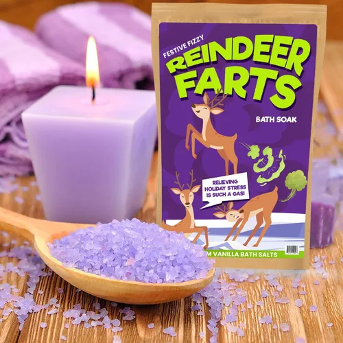Miniatura 6 de Reindeer Fizzing Bath Soak - Regalo único de broma navideña para niños - Divertidos regalos de baño de Navidad para adolescentes, sales de baño