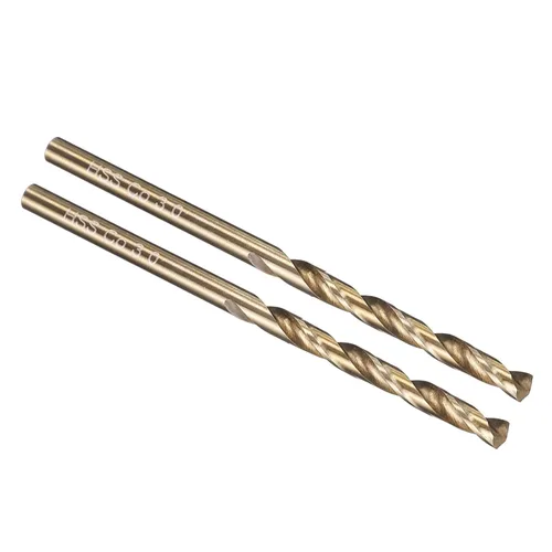 Miniatura 301 de PATIKIL Broca Jobber de 0.039 in, vástago recto M35 cobalto 5% acero de alta velocidad 135° acabado dorado para metal duro de acero inoxidable - 2