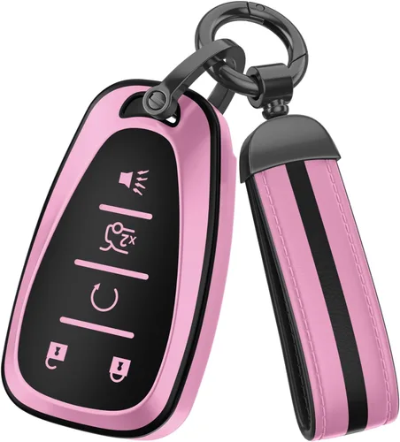 Miniatura 11 de Para accesorios de funda de llavero Chevy, material de TPU mate, con un bonito llavero de cuero, para Equinox Malibu Camaro Cruze Blazer Traverse