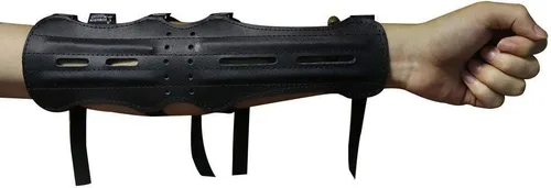 Guardia de brazo de cuero con tiro con arco largo 4 correas antebrazo equipo de protección caza flecha arco