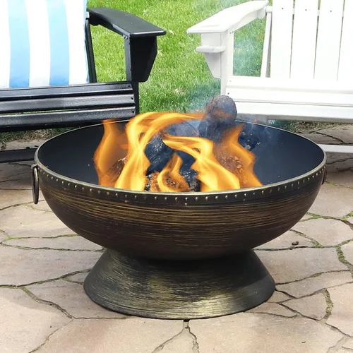 Miniatura 9 de Sunnydaze - Hoguera grande para exteriores de 30 pulgadas, hoguera de leña para exteriores con atizador y pantalla, acabado negro, caldero Regal