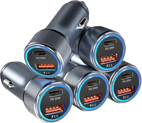Miniatura 8 de Cargador de coche USB C, paquete de 5, 36 W, doble puerto PD&QC 3.0, carga rápida, 12 V, cargador de coche, adaptador de encendedor de cigarrillos