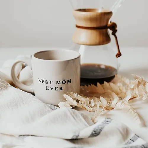 Miniatura 5 de Sweet Water Decor Las mejores tazas de café de gres para mamá - 14 onzas, lindas tazas de café para bebidas calientes y frías - Aptas
