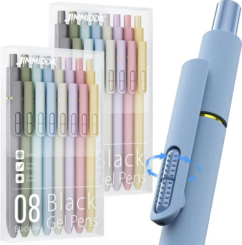 Miniatura 10 de 16 bolígrafos de gel negros - 0.7mm de punta media, bolígrafos de tinta negra Escritura suave - Bolígrafo retráctil de secado rápido para hombres