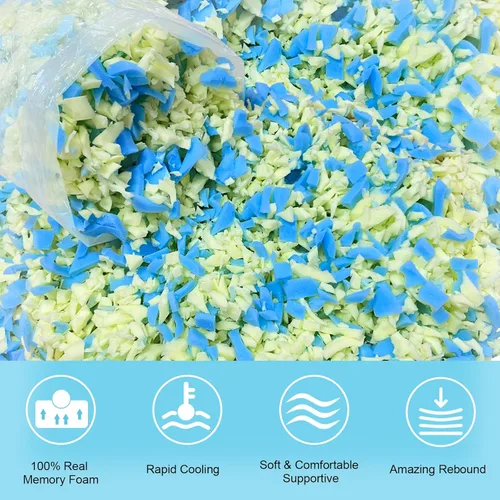 Miniatura 5 de Relleno de puf de 5 libras, repuesto de espuma viscoelástica triturada con gel de enfriamiento, relleno de espuma suave y de alta resistencia