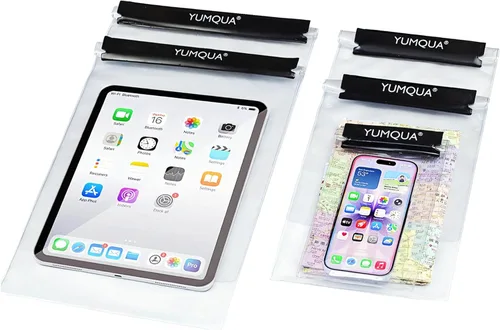 Miniatura 9 de YUMQUA Bolsa impermeable transparente, bolsa impermeable para documentos, soporte para pasaporte, funda hermética para mapas, bolsa impermeable a