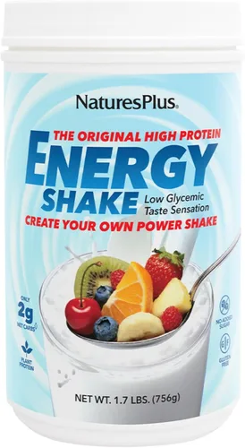 NaturesPlus Energy Shake - 1.7 libras - 0.56 oz de proteína a base de plantas por porción - Contiene enzimas que apoyan la digestión - Sin azúcar