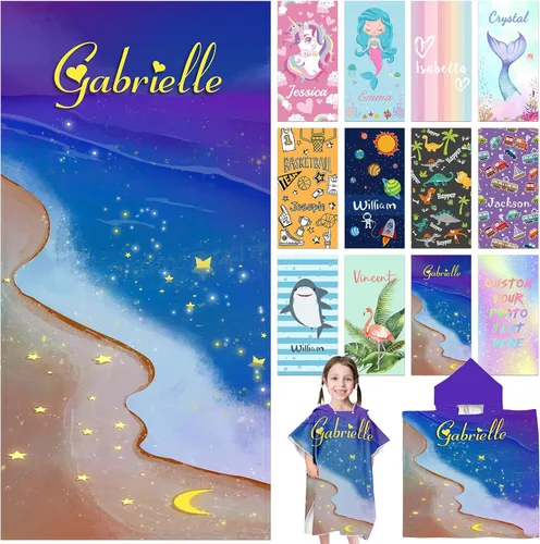 Miniatura 29 de Toallas de playa personalizadas para niños, toallas de playa personalizadas con nombres, regalos personalizados para niños pequeños, niñas